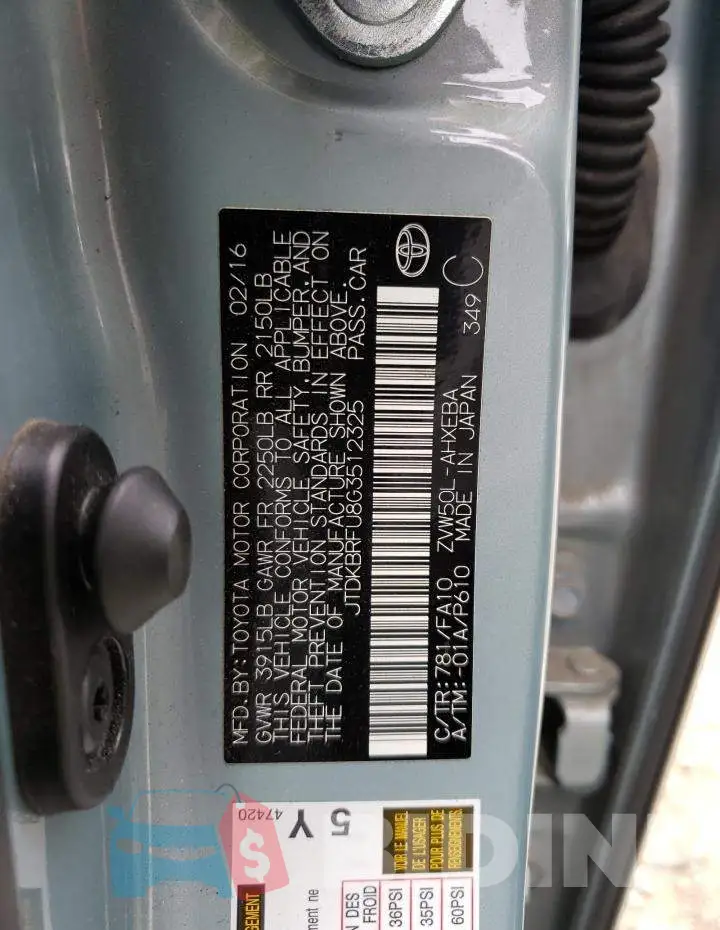 JTDKBRFU8G3512325 Photo# 10