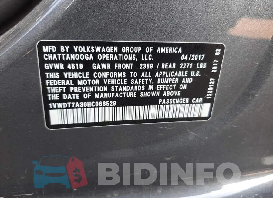 1VWDT7A36HC068529 Photo# 10