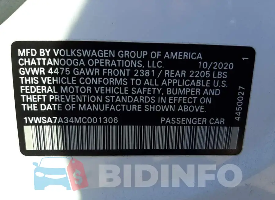 1VWSA7A34MC001306 Photo# 10