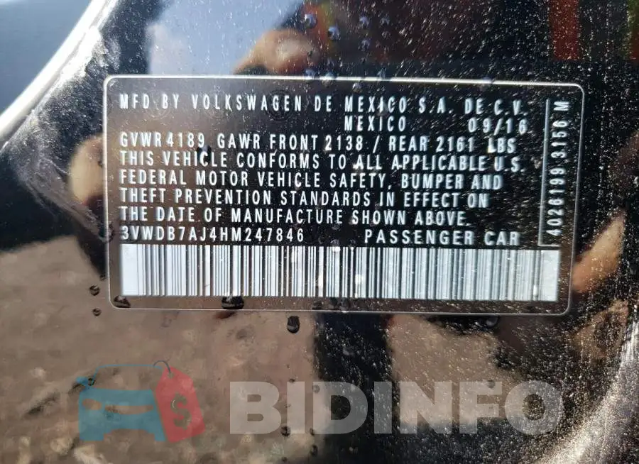 3VWDB7AJ4HM247846 Photo# 10