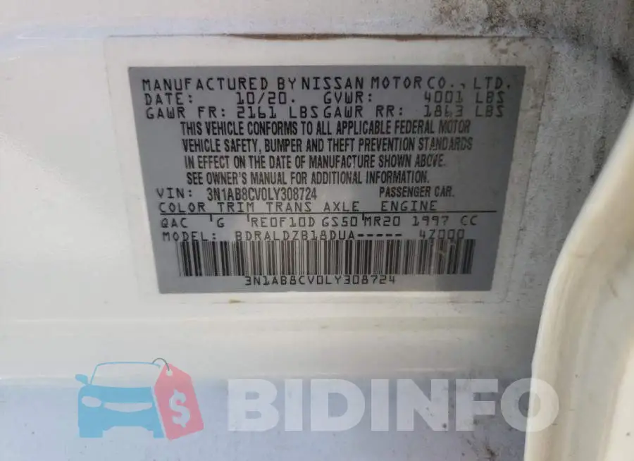 3N1AB8CV0LY308724 Photo# 10