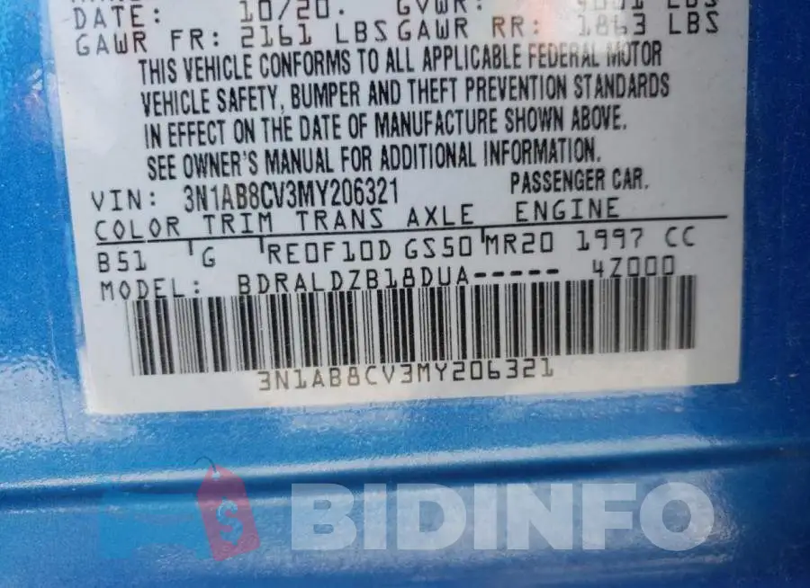 3N1AB8CV3MY206321 Photo# 10
