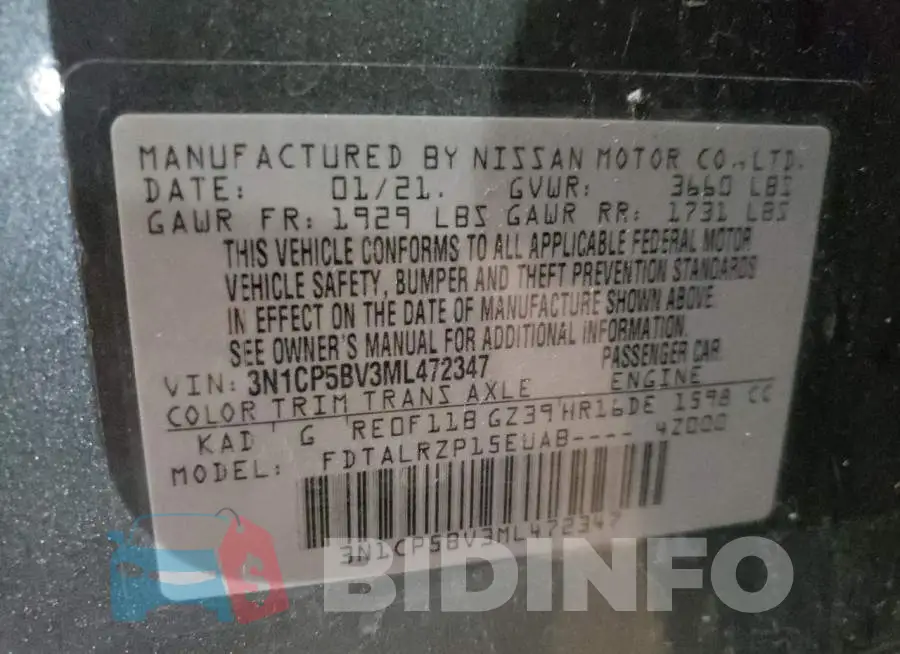 3N1CP5BV3ML472347 Photo# 10