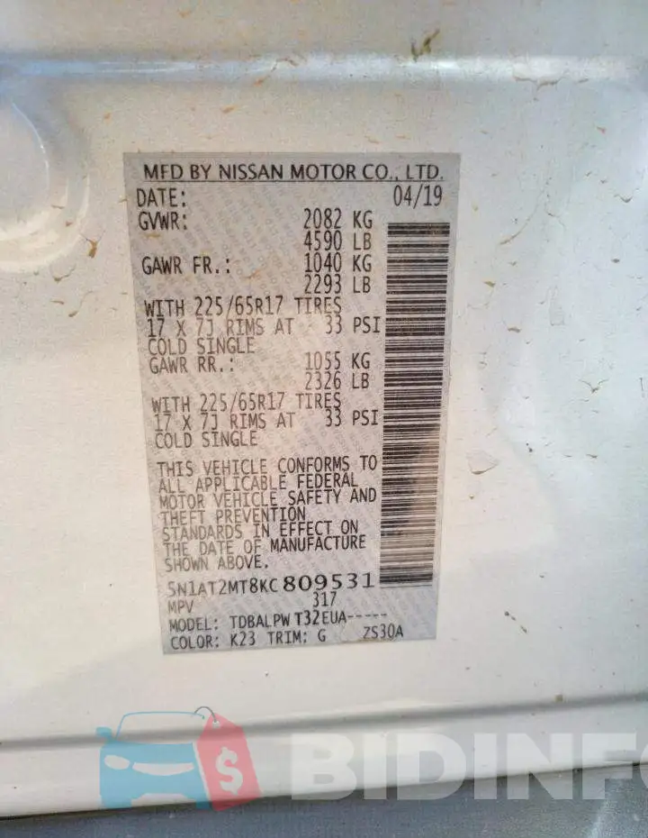 5N1AT2MT8KC809531 Photo# 10