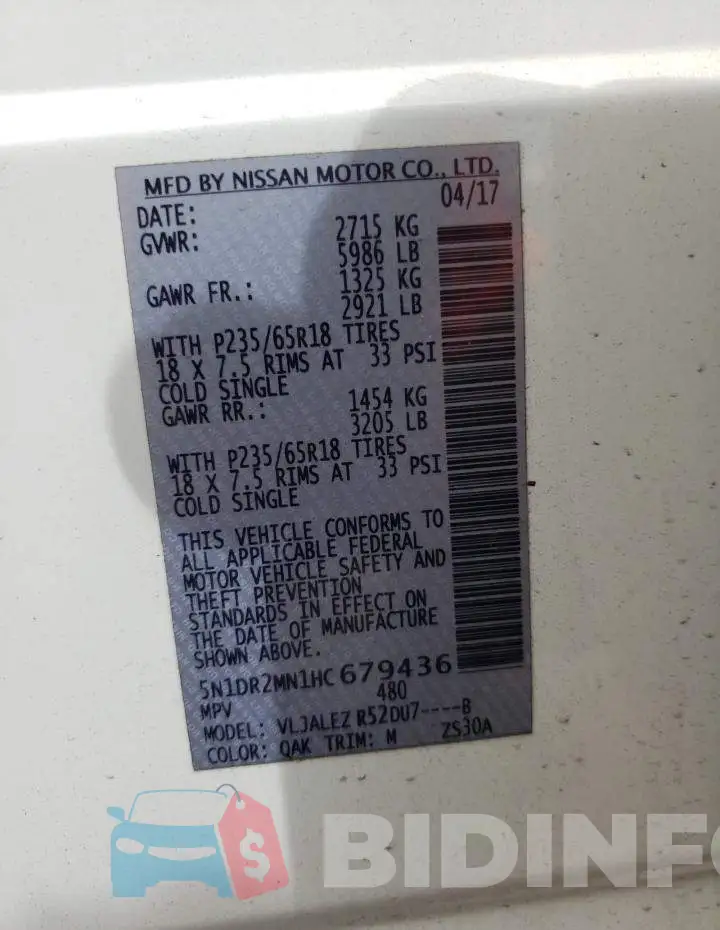 5N1DR2MN1HC679436 Photo# 10