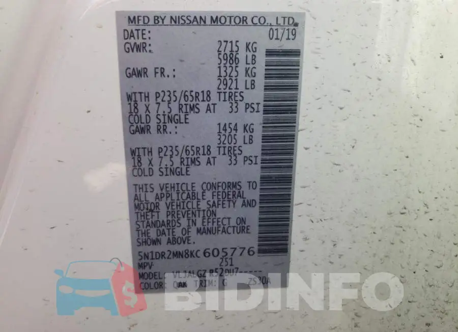 5N1DR2MN8KC605776 Photo# 10