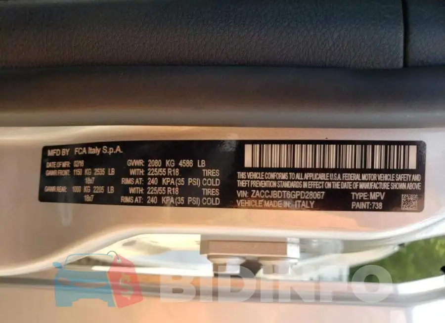 ZACCJBDT6GPD28067 Photo# 10