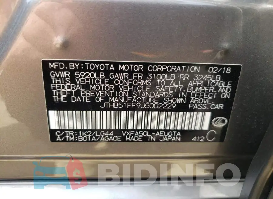JTHB51FF9J5002229 Photo# 10
