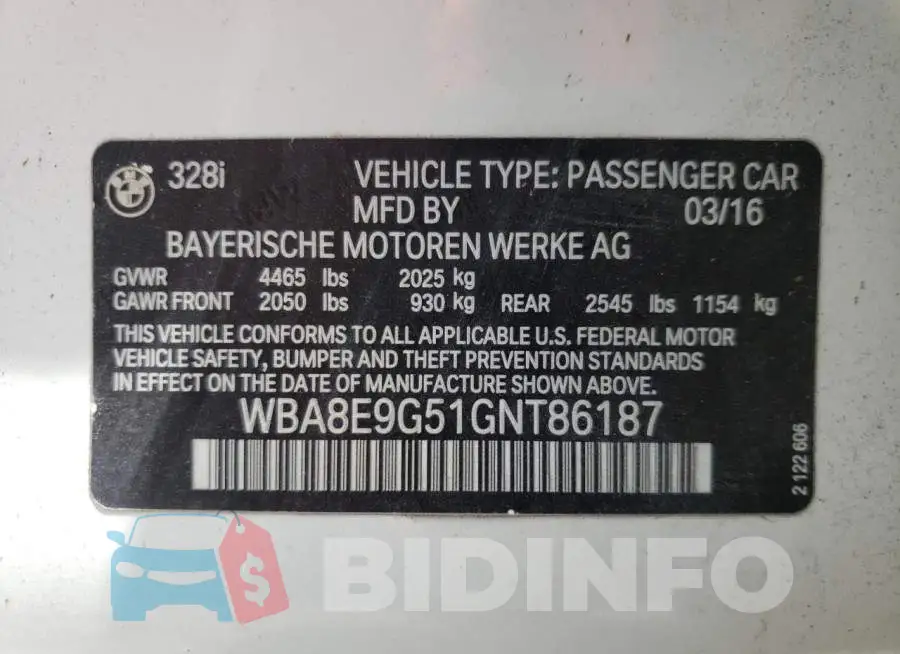 WBA8E9G51GNT86187 Photo# 10