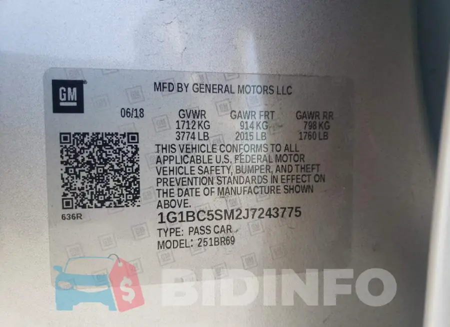 1G1BC5SM2J7243775 Photo# 10