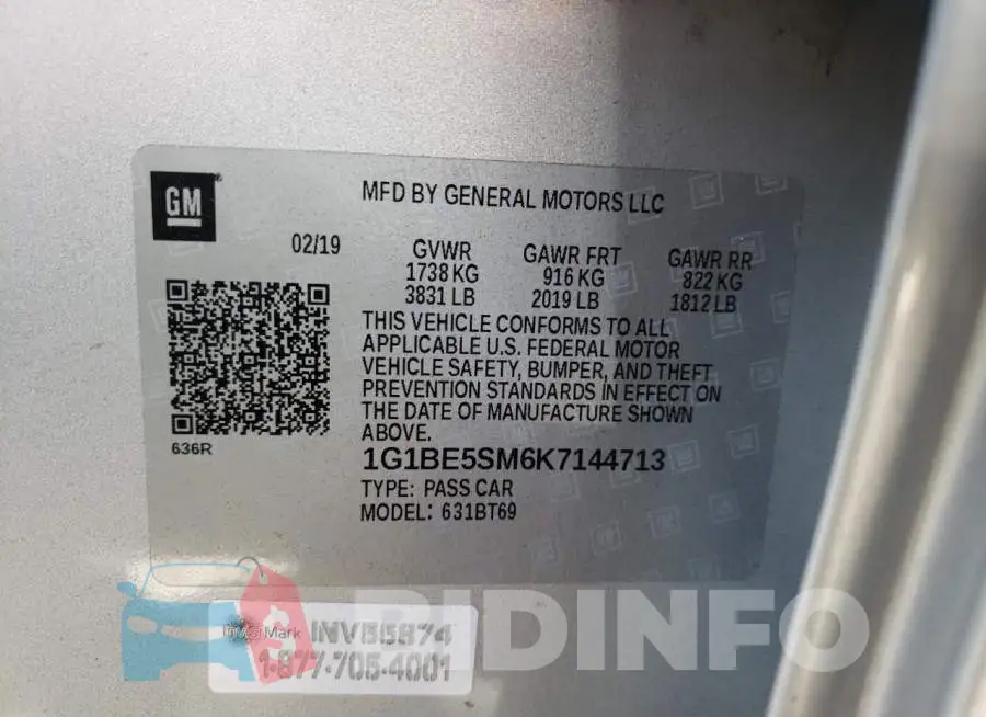 1G1BE5SM6K7144713 Photo# 10