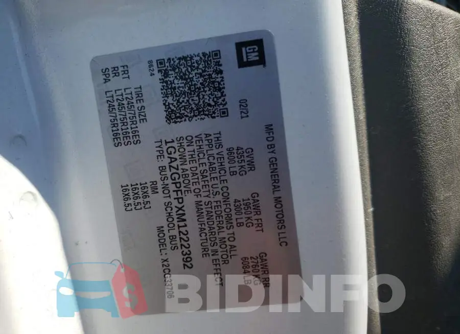 1GAZGPFPXM1222392 Photo# 10