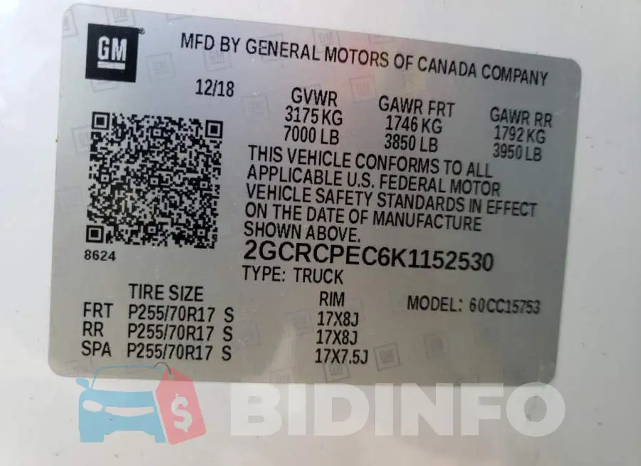 2GCRCPEC6K1152530 Photo# 10