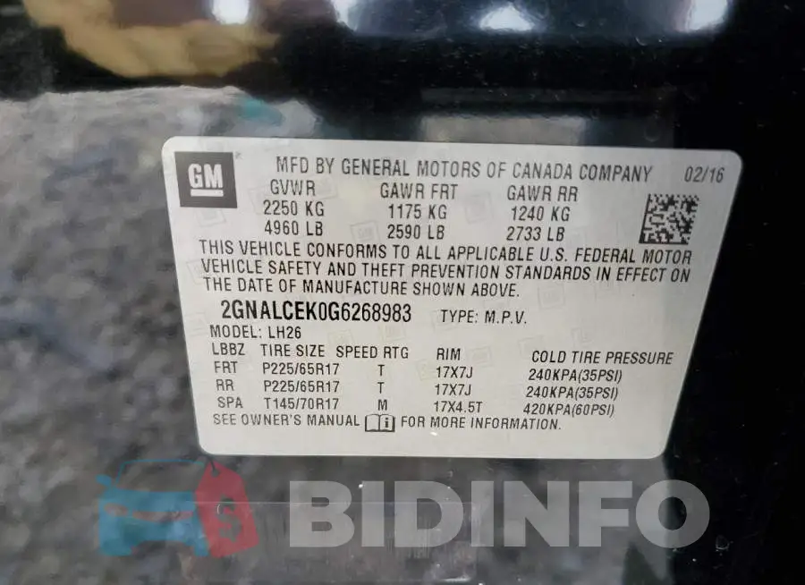 2GNALCEK0G6268983 Photo# 10