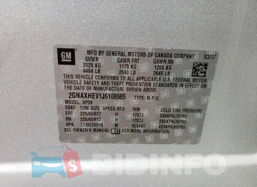 2GNAXHEV1J6108985 Photo# 10