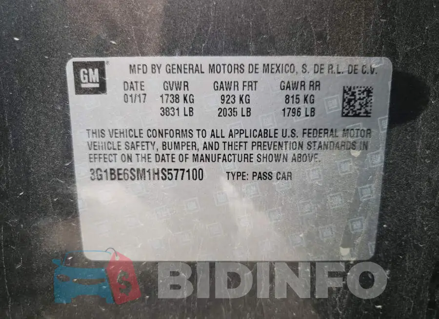 3G1BE6SM1HS577100 Photo# 10