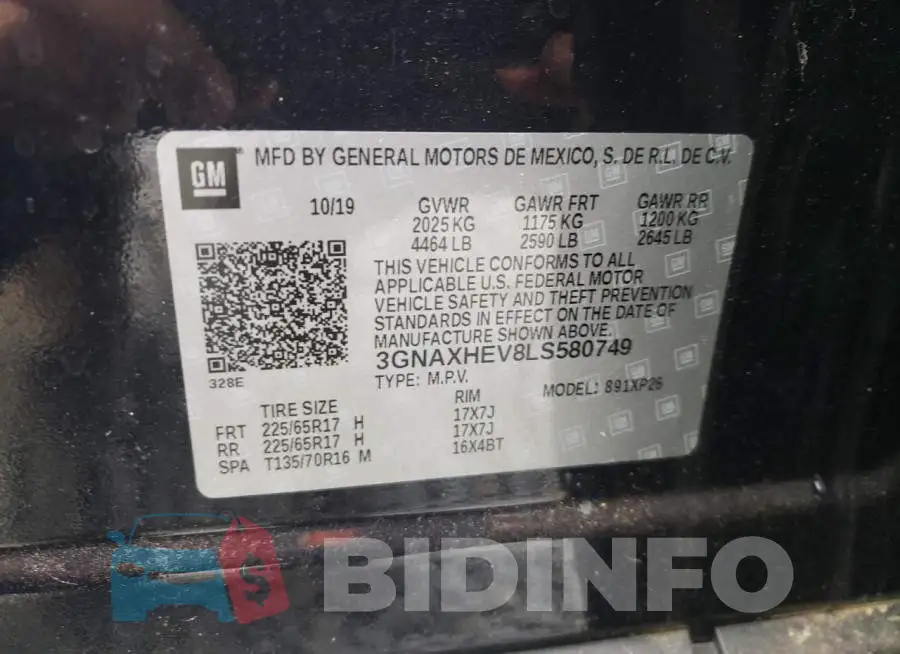 3GNAXHEV8LS580749 Photo# 10