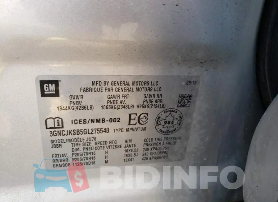 3GNCJKSB5GL275548 Photo# 10