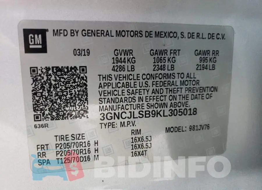 3GNCJLSB9KL305018 Photo# 10