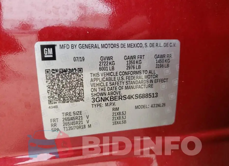 3GNKBERS4KS688513 Photo# 10