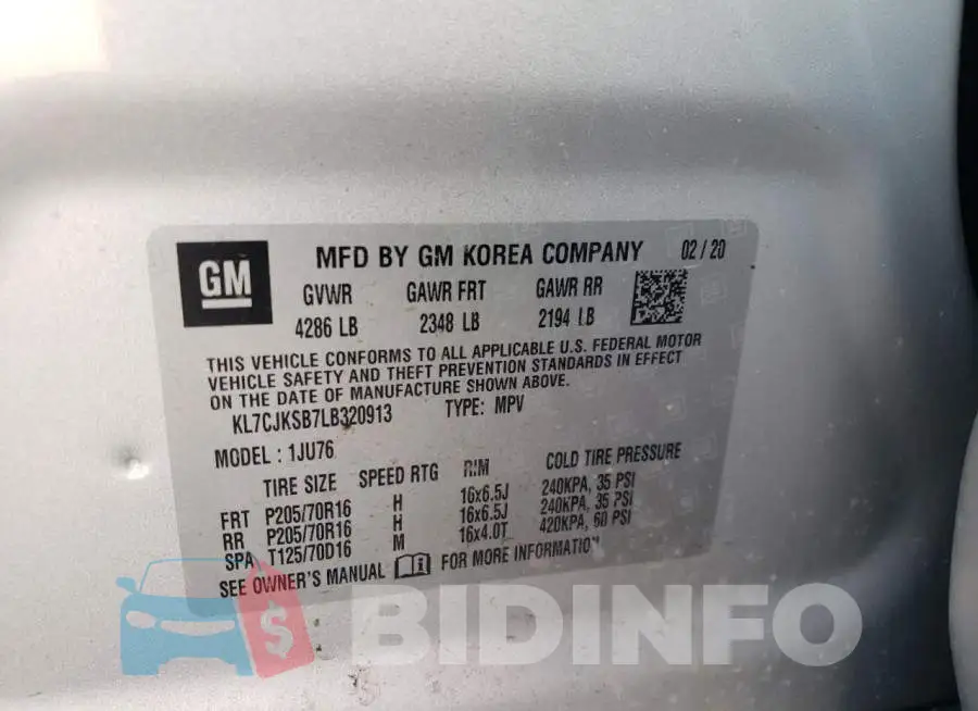 KL7CJKSB7LB320913 Photo# 10