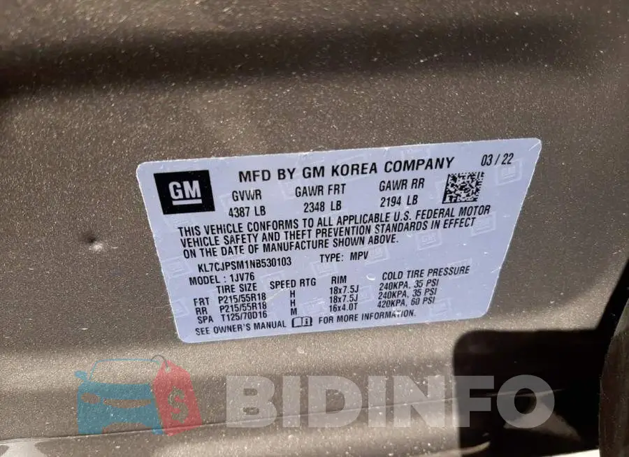 KL7CJPSM1NB530103 Photo# 10