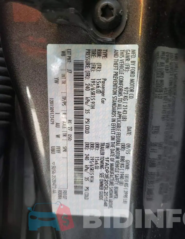 1FADP3E20GL201548 Photo# 10