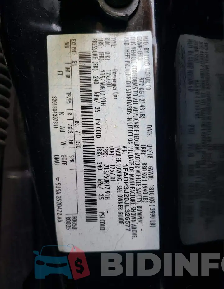 1FADP3J20JL326577 Photo# 10