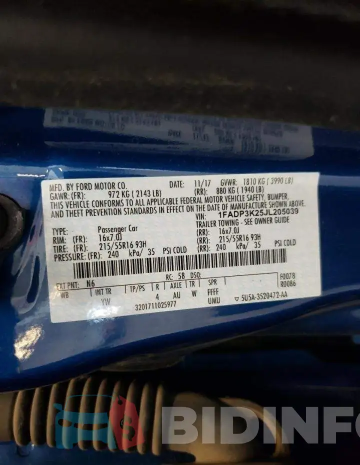 1FADP3K25JL205039 Photo# 10