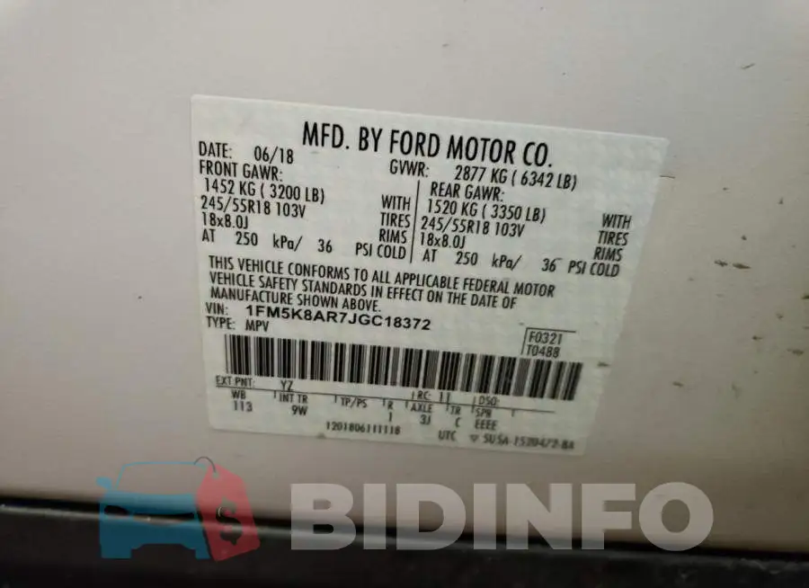 1FM5K8AR7JGC18372 Photo# 10