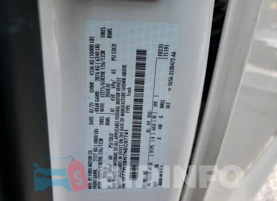 1FT7W2BN7NEC07741 Photo# 10