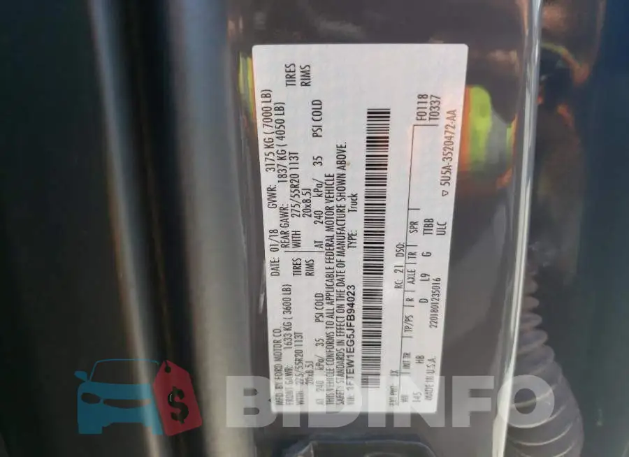 1FTEW1EG5JFB94023 Photo# 10