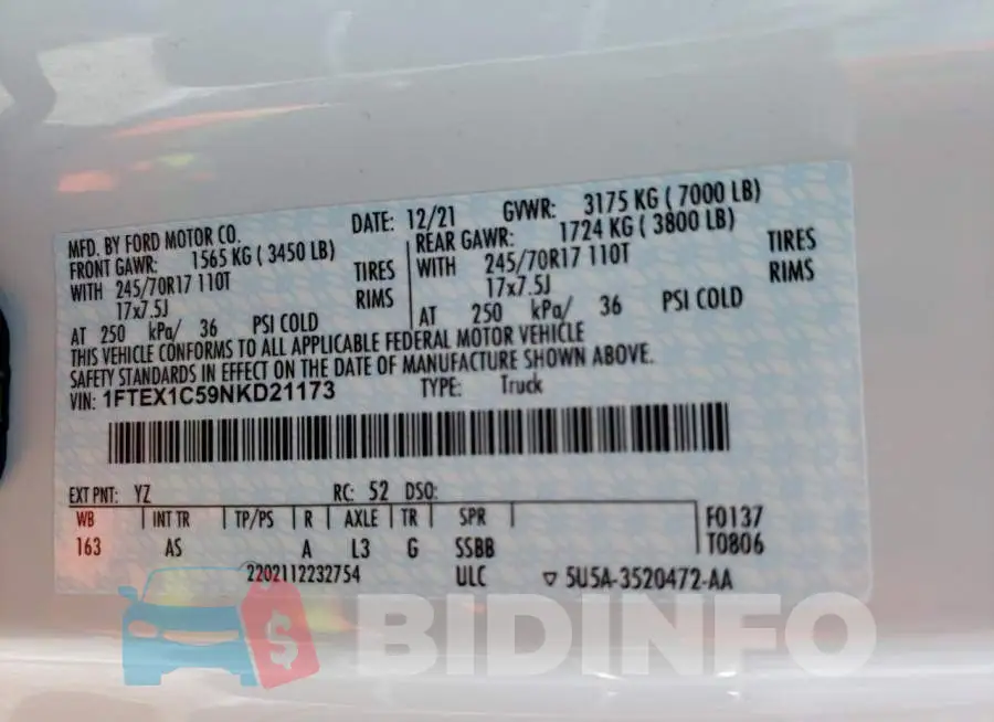 1FTEX1C59NKD21173 Photo# 10