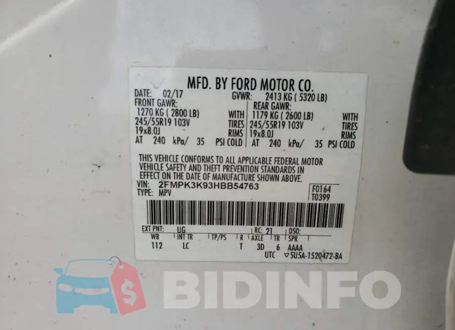 2FMPK3K93HBB54763 Photo# 10