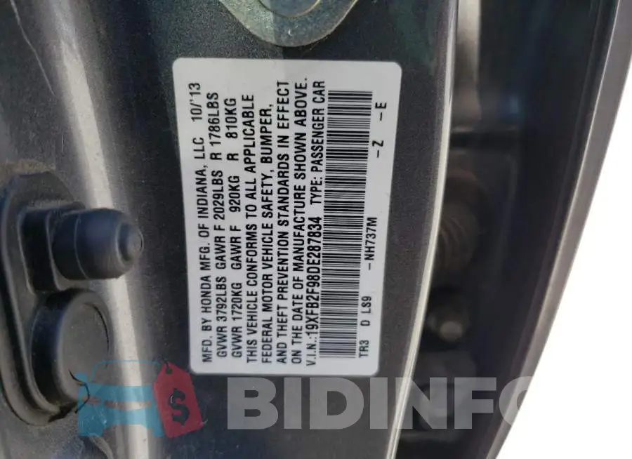 19XFB2F98DE287834 Photo# 10