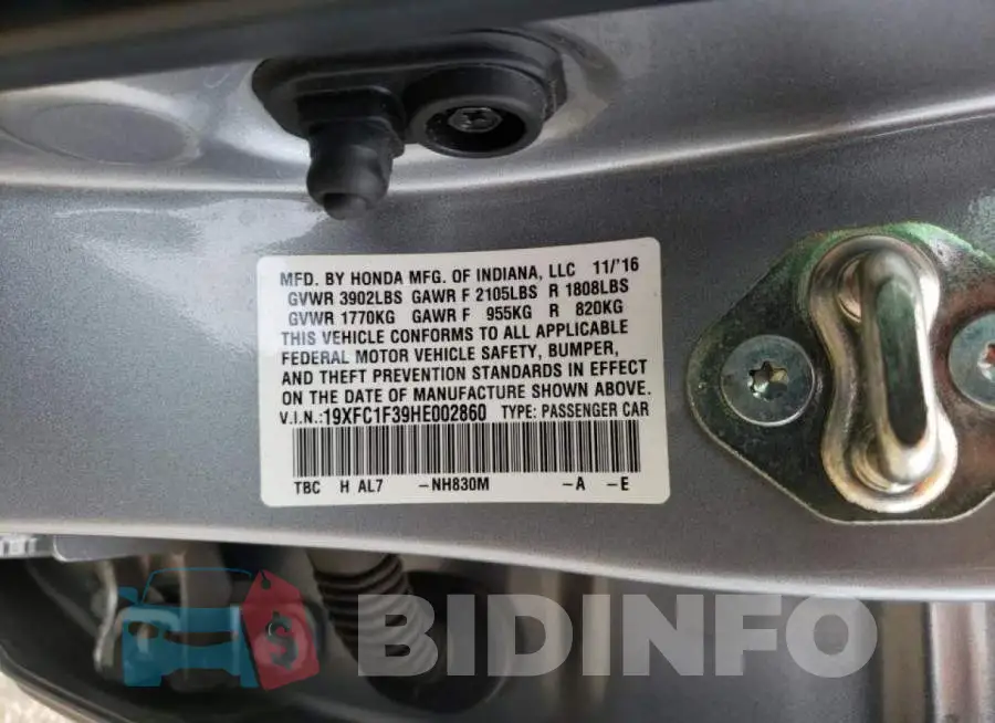 19XFC1F39HE002860 Photo# 10