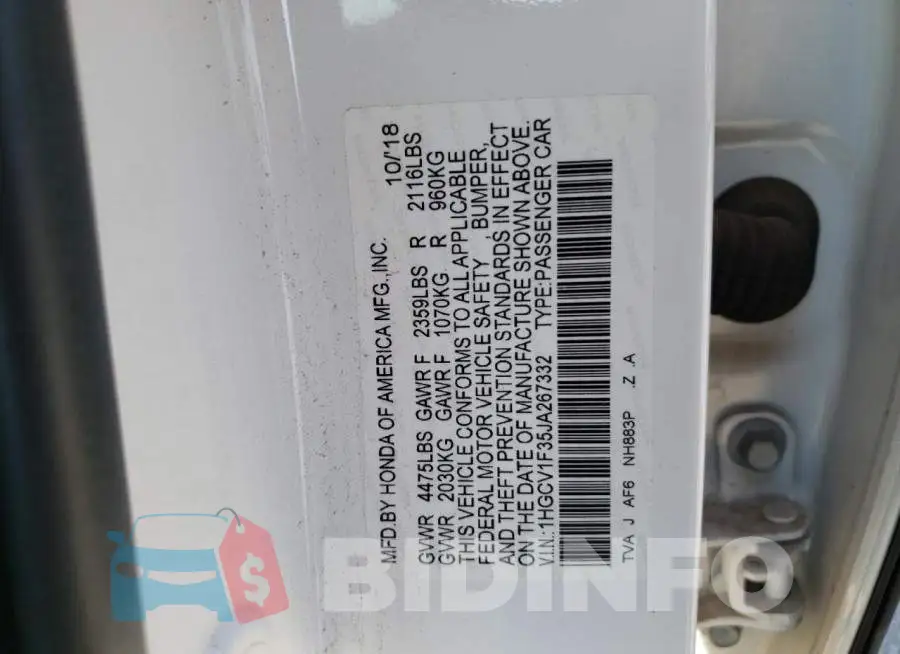 1HGCV1F35JA267332 Photo# 10