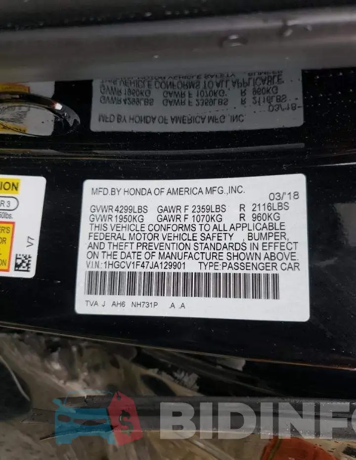 1HGCV1F47JA129901 Photo# 10