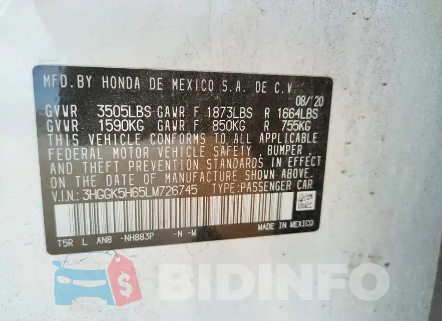 3HGGK5H65LM726745 Photo# 10
