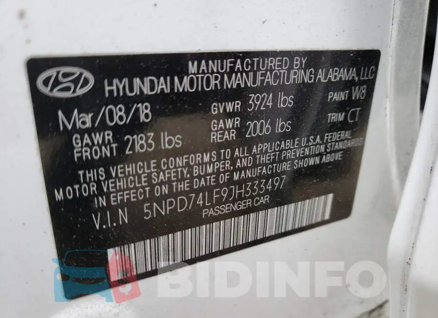 5NPD74LF9JH333497 Photo# 10