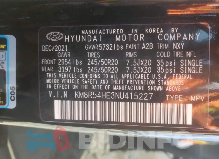 KM8R54HE3NU415227 Photo# 10