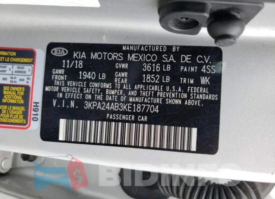3KPA24AB3KE187704 Photo# 10