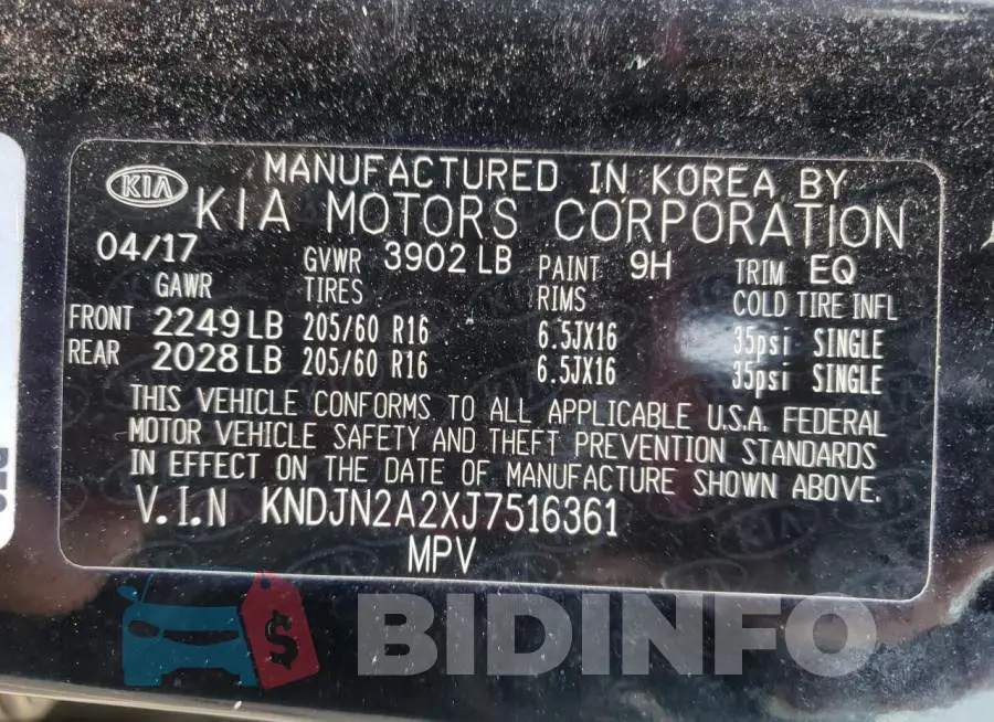 KNDJN2A2XJ7516361 Photo# 10