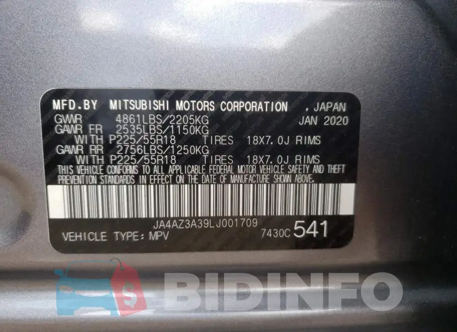 JA4AZ3A39LJ001709 Photo# 10