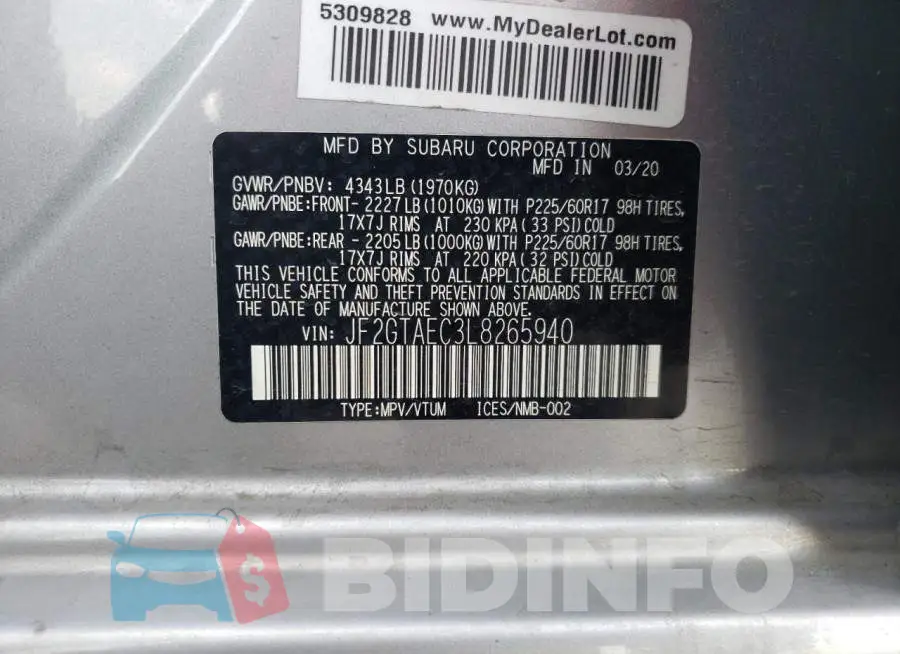 JF2GTAEC3L8265940 Photo# 10