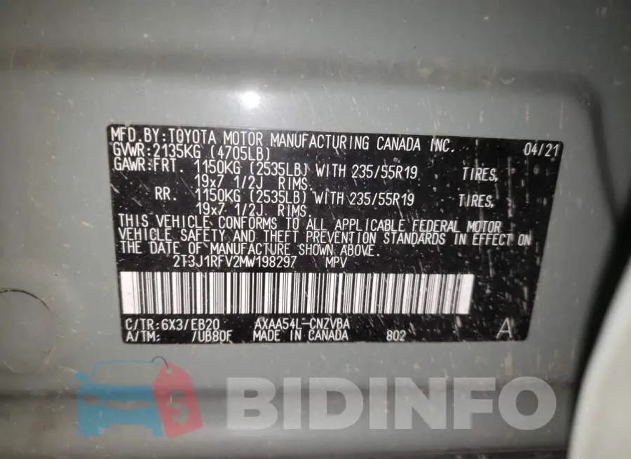 2T3J1RFV2MW198297 Photo# 10