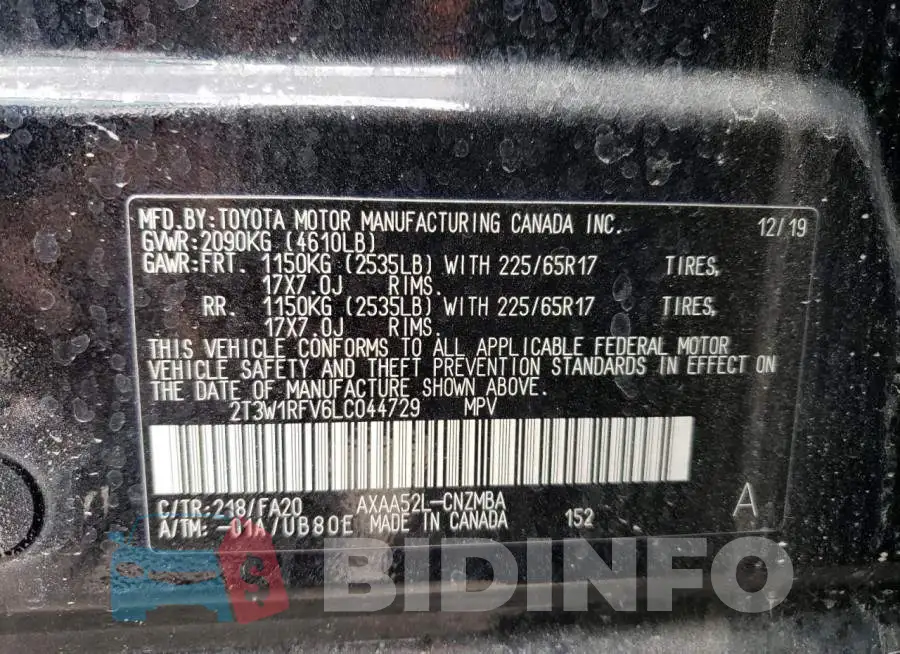 2T3W1RFV6LC044729 Photo# 10