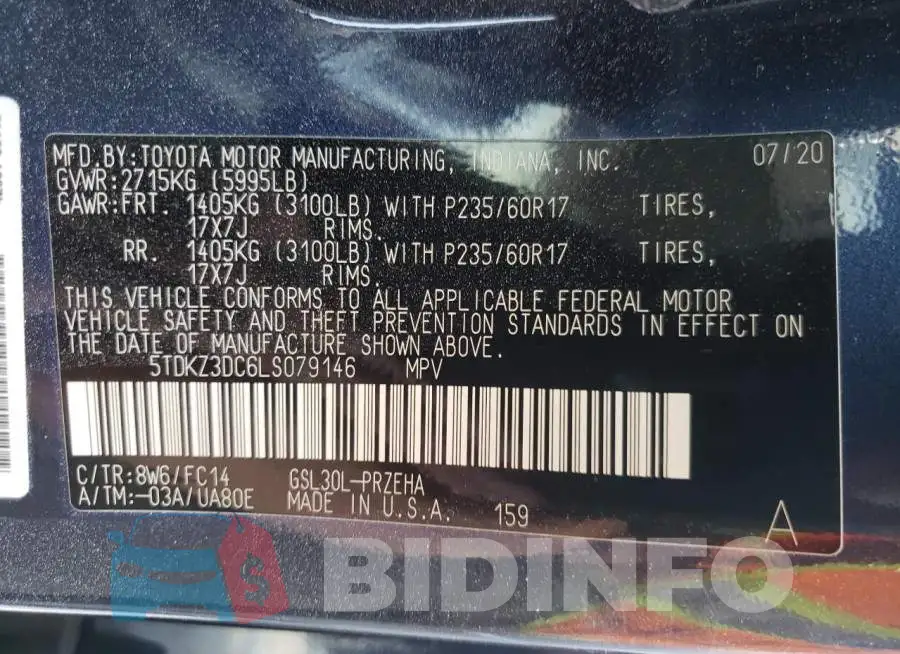 5TDKZ3DC6LS079146 Photo# 10