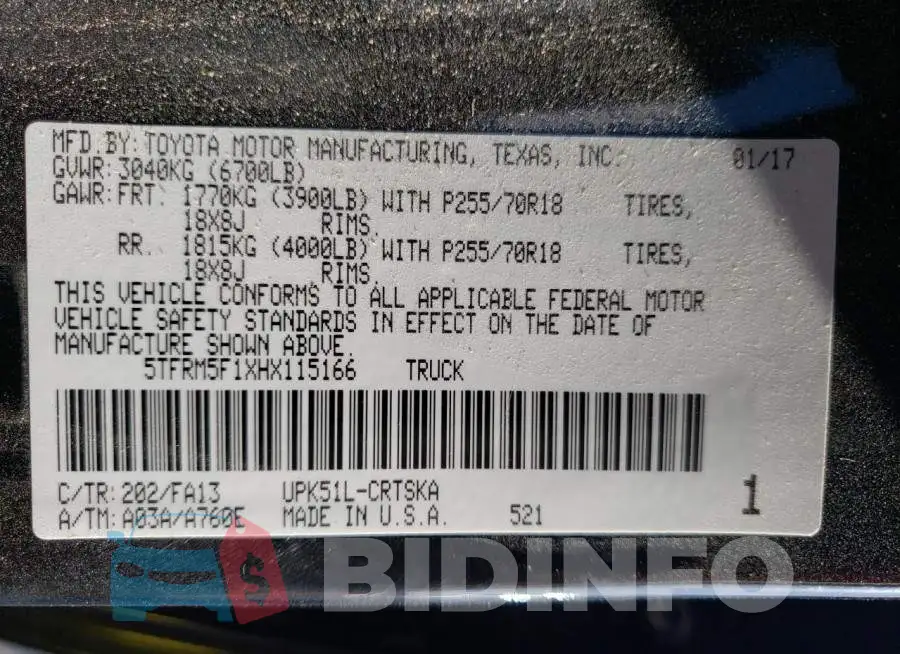 5TFRM5F1XHX115166 Photo# 10