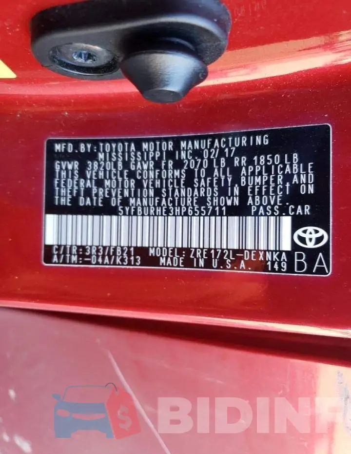 5YFBURHE3HP655711 Photo# 10